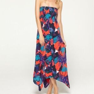 NWT Roxy floral maxi dress strapless handkerchief